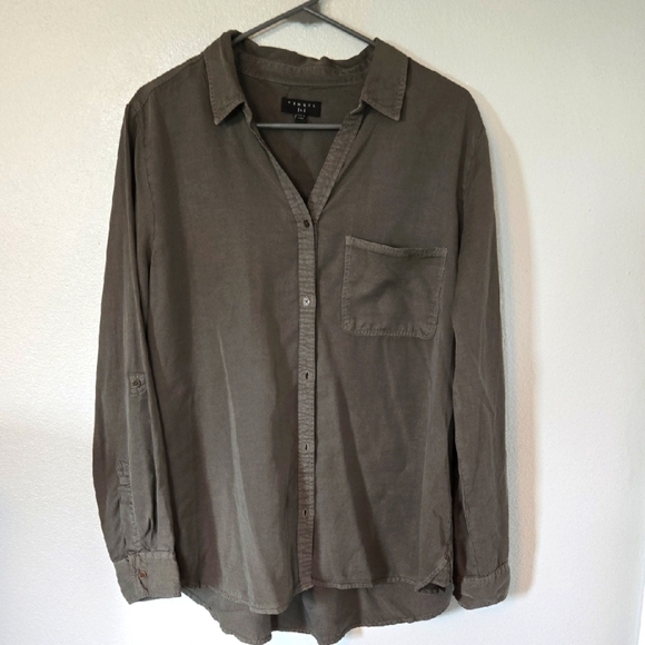 Tinsel Olive Green Button Down Shirt with Single Pocket Size Large - Picture 1 of 7